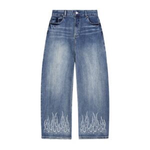 White Flame wide leg denim pants