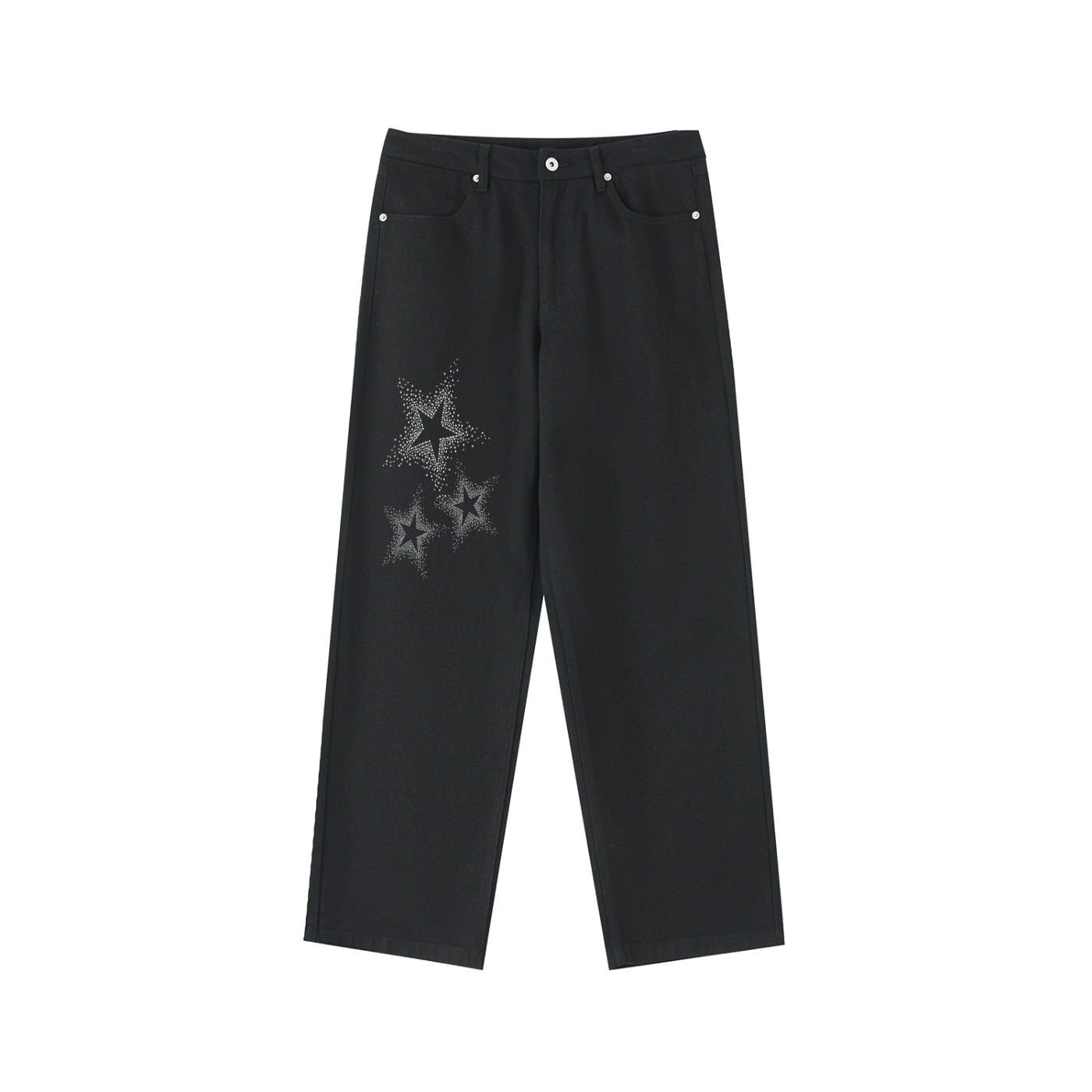 Astro-Etch Black casual cotton pants heavyweight cotton straight leg pants