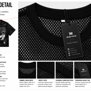 RAVYNX Neo Noir mesh streetwear t-shirt