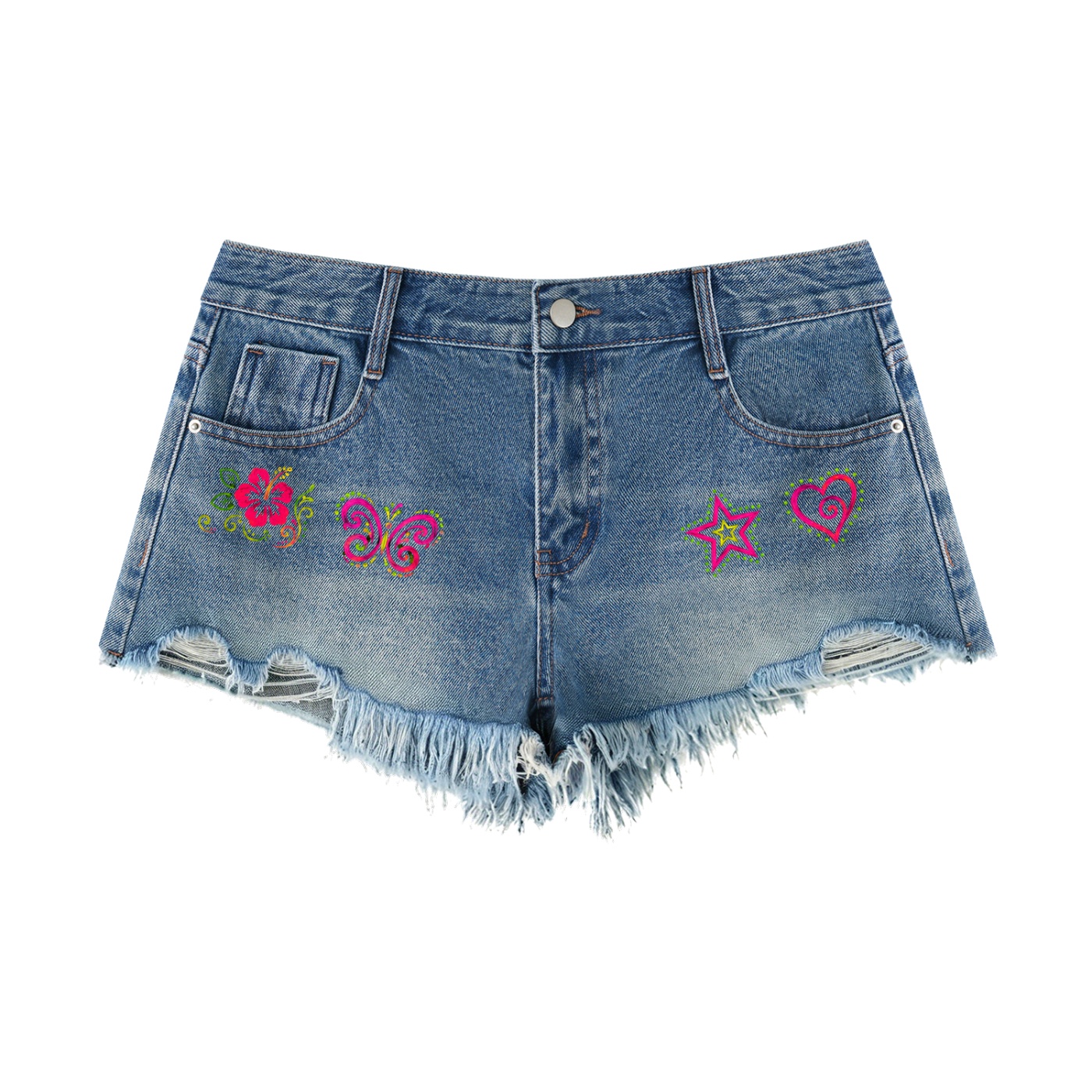 Women's Vintage Wash ripped denim shorts women's vintage wash raw hem denim shorts