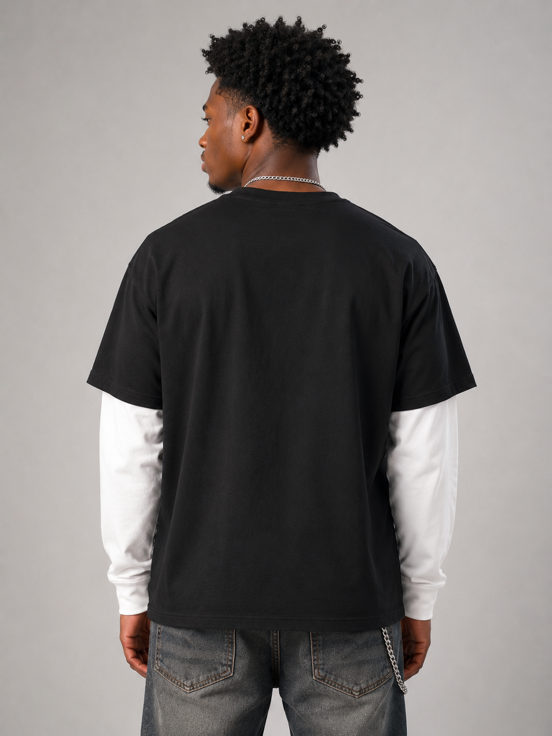 layered contrast sleeve cotton t shirt layered contrast sleeve cotton t shirt