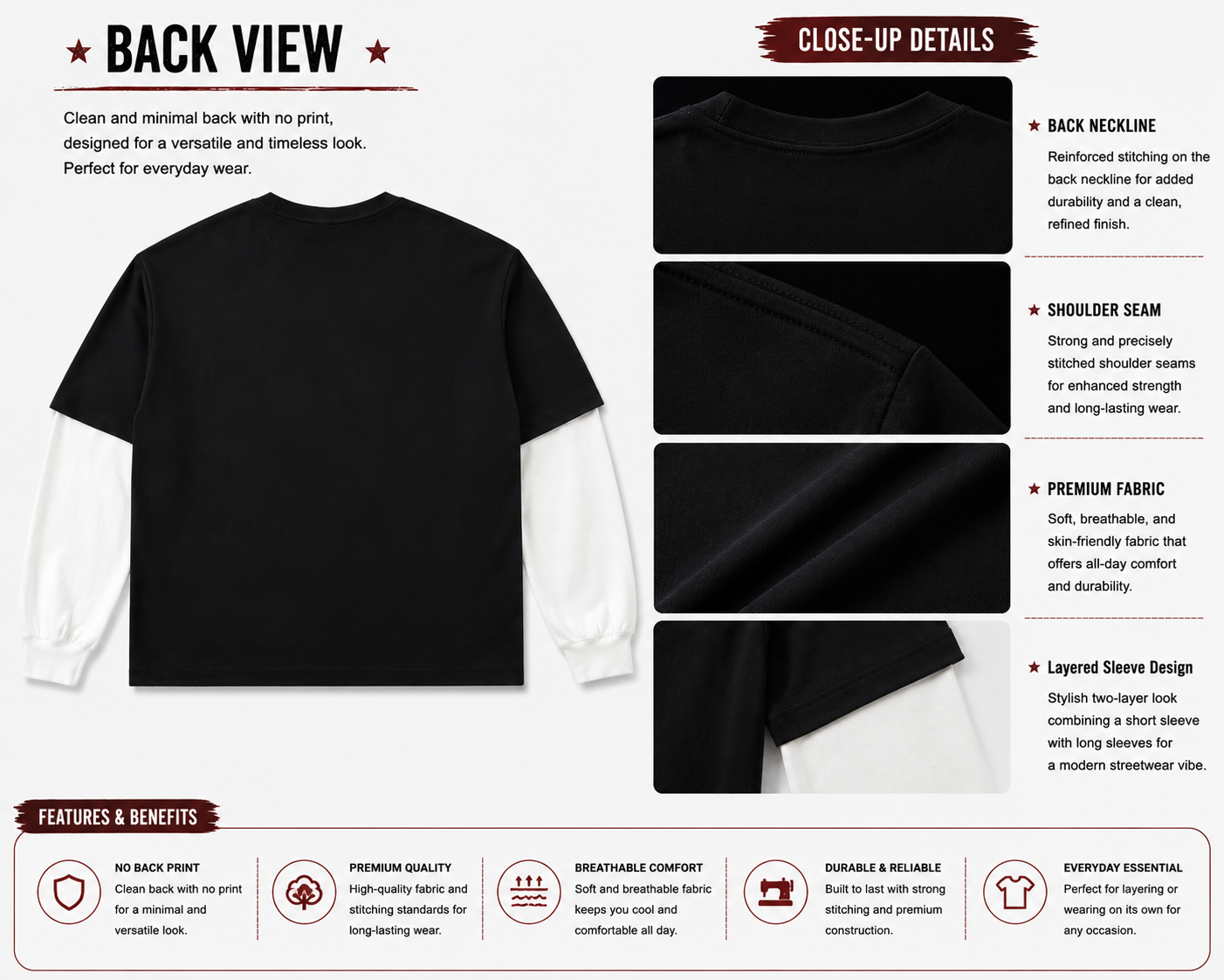 layered contrast sleeve cotton t shirt layered contrast sleeve cotton t shirt