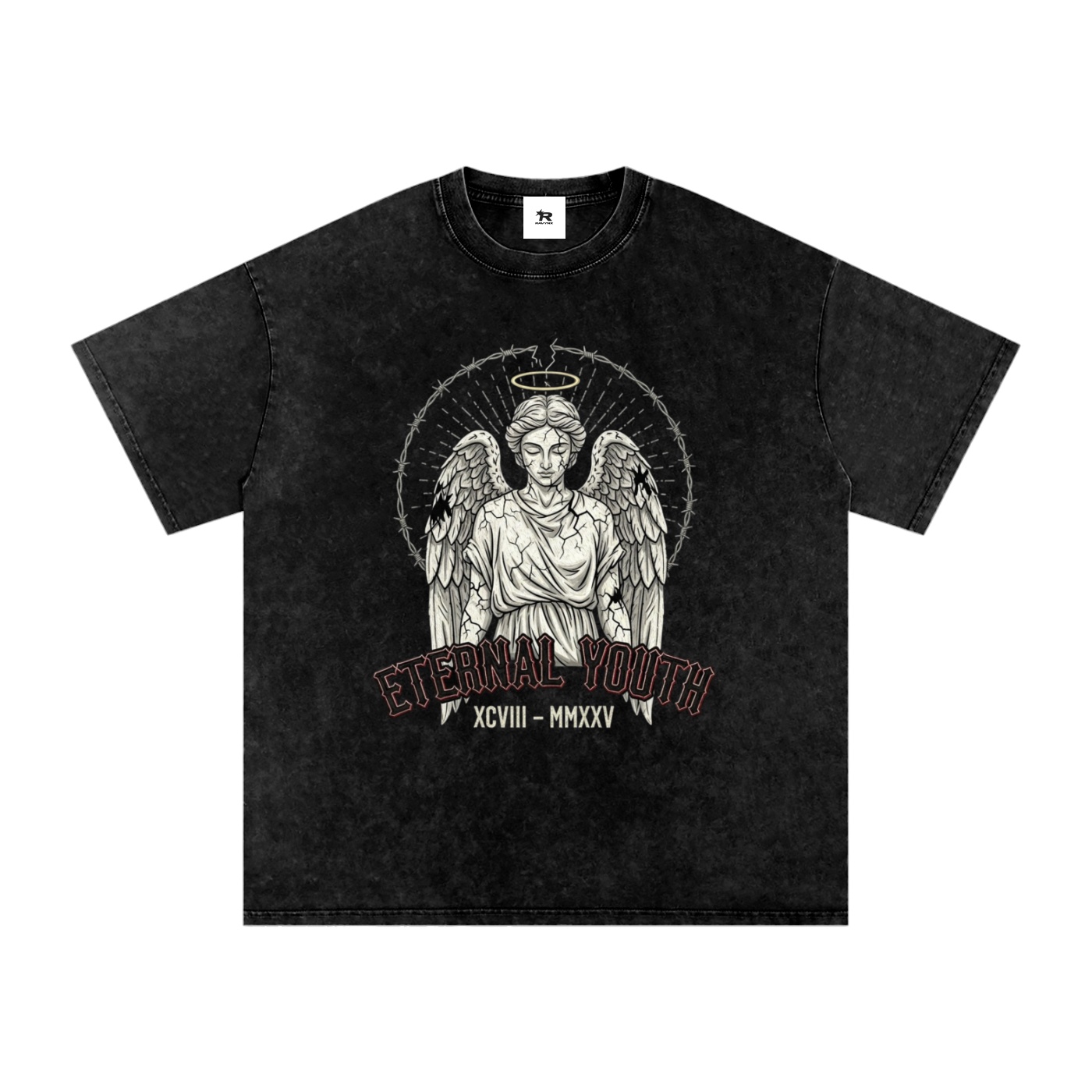 Eternal Youth" Angel Snows washed t-shirt snow washed oversized cotton t shirt