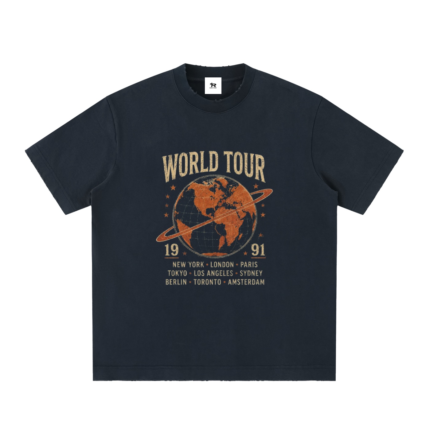 heavyweight vintage washed frayed t shirt