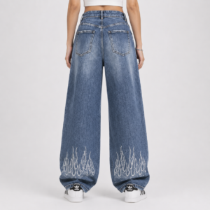 White Flame wide leg denim pants