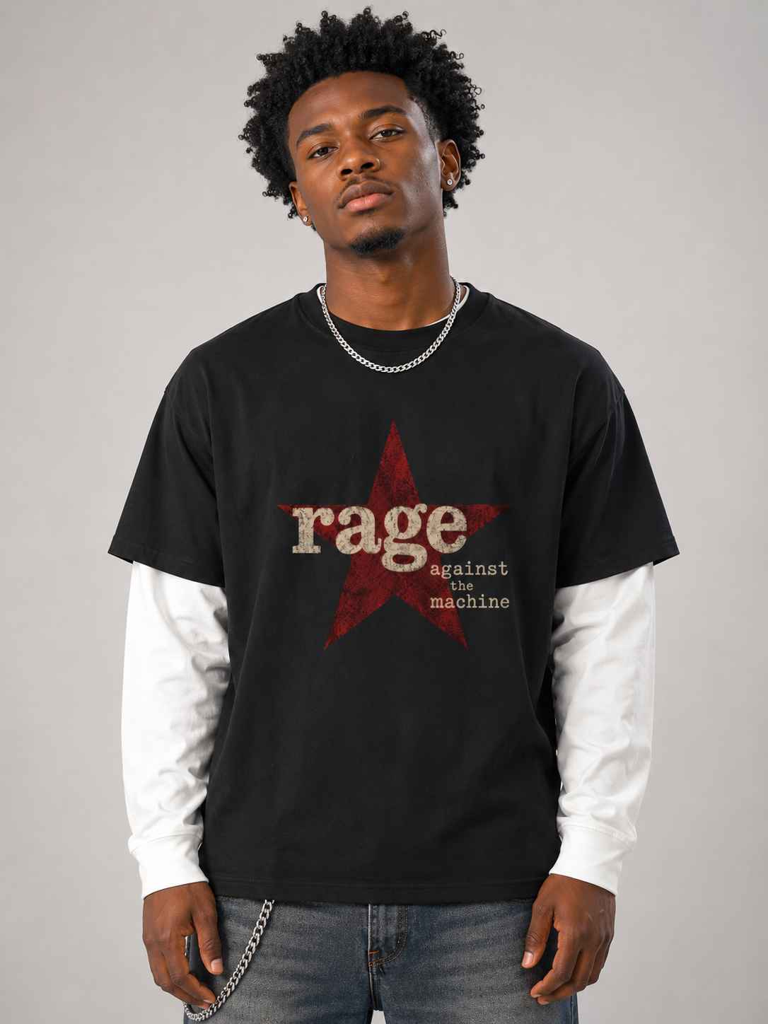 layered contrast sleeve cotton t shirt layered contrast sleeve cotton t shirt