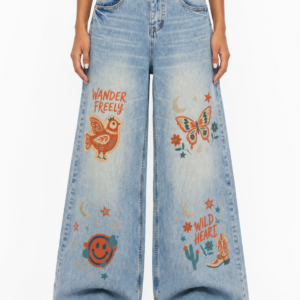 Women’s Wander Freely Wide-Leg Graphic Jeans