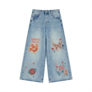 Women’s Wander Freely Wide-Leg Graphic Jeans
