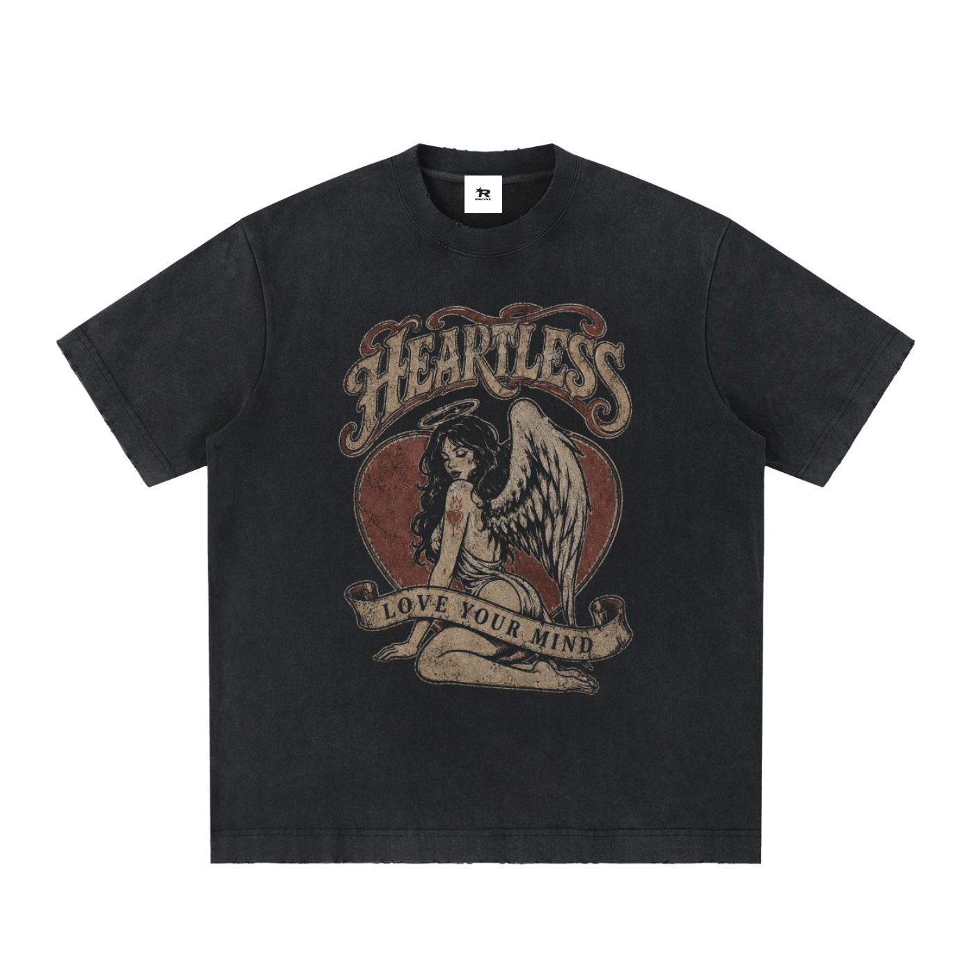 heavyweight vintage washed frayed t shirt